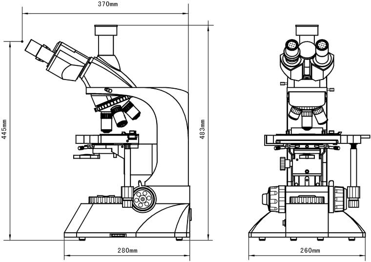 Dimensiones del microscopio biológico LP-32