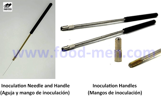 Imagen de aguja y mangos de inoculación de metal